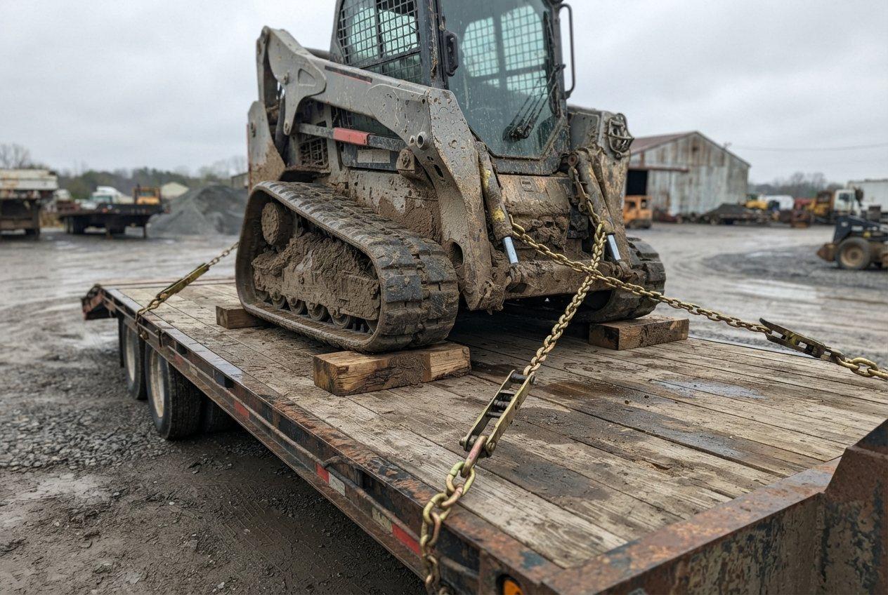 Equipment Hauling: load secured on the trailer